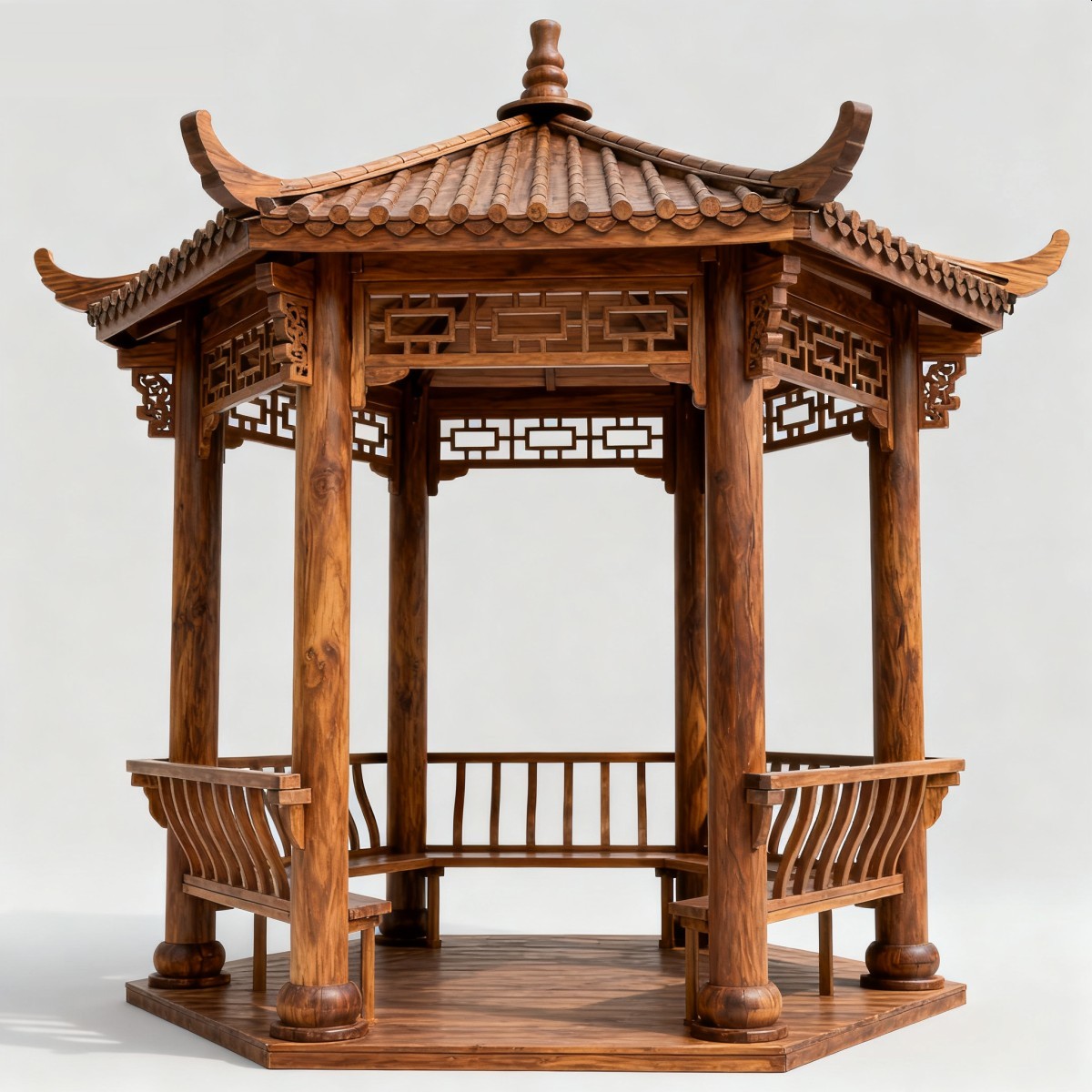 青海中式风格防腐木凉亭,实木凉亭,木亭